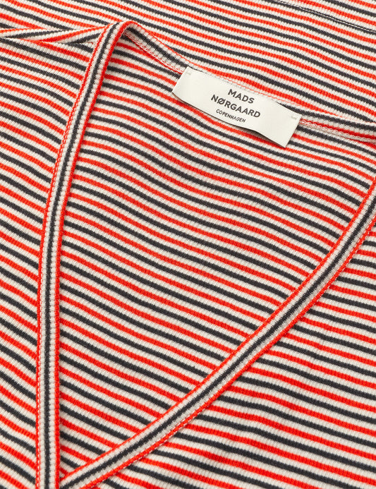 2x2 Cotton Stripe Susi LS Top, Fiery Red/Vanilla Ice