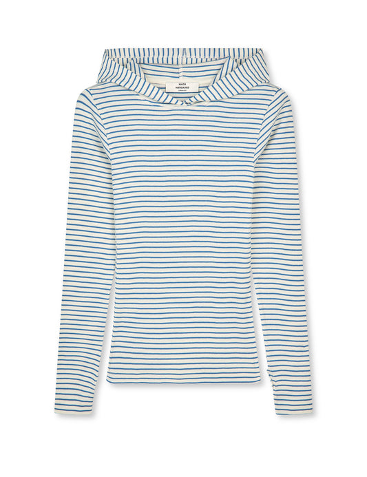 2x2 Cotton Stripe Tutti Hood, Vanilla Ice/Bright Cobalt