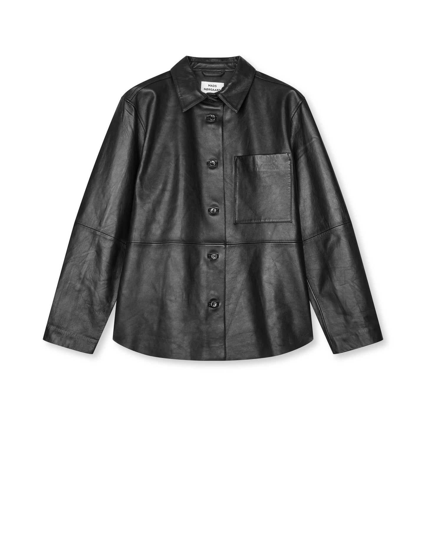 Shiny Leather Phoebe Shirt, Black