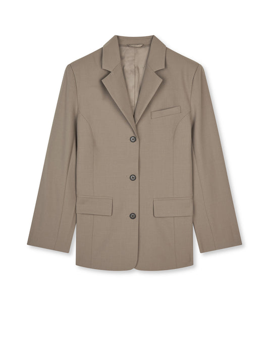 Dense Weave Less Blazer, Walnut