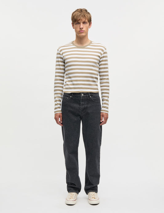 Midi Rib Tobias Tee LS, Overland Trek/White