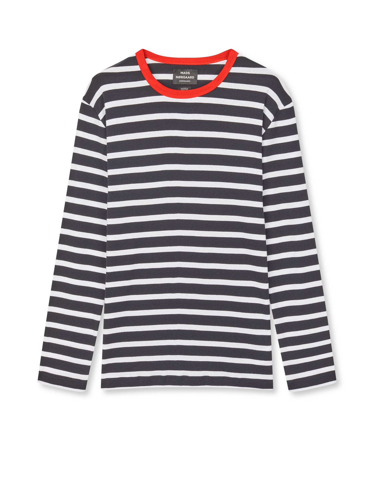 Trio Rib Tobias Tee LS, Black/White – MADS NØRGAARD – COPENHAGEN
