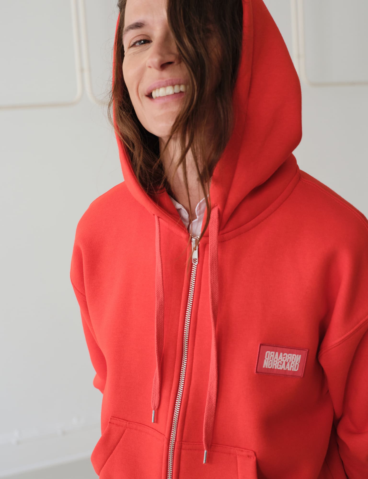 Standard Bobo Hood Sweatshirt, Fiery Red – MADS NØRGAARD – COPENHAGEN