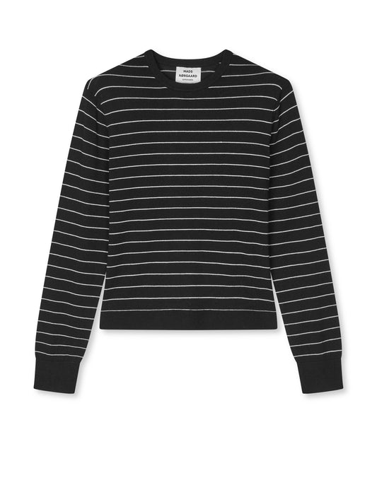 Fine Merino Emma Stripe Knit, Black/Vanilla Ice
