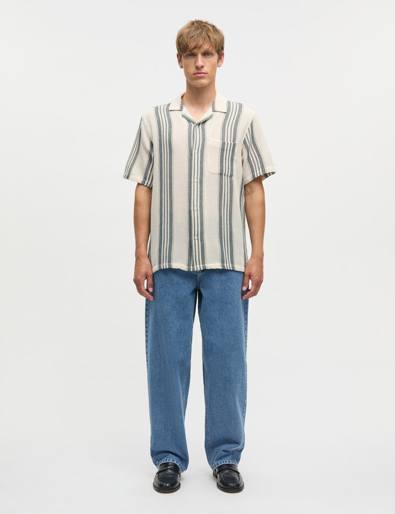 Weave Mesh Kenji Shirt SS, Vanilla Ice/Deep Sea Stripe – MADS