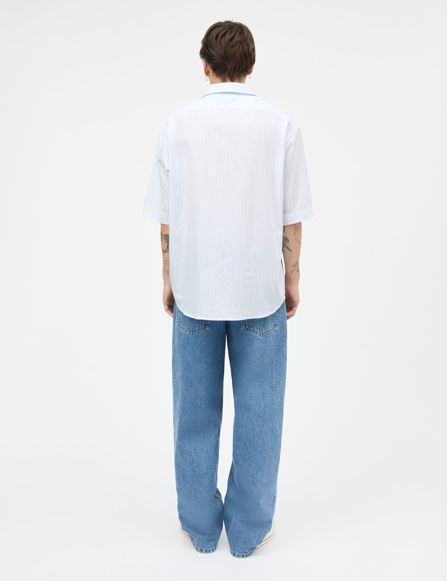 Cotton Soft Oskar Shirt SS, White/Bright Cobalt Stripe