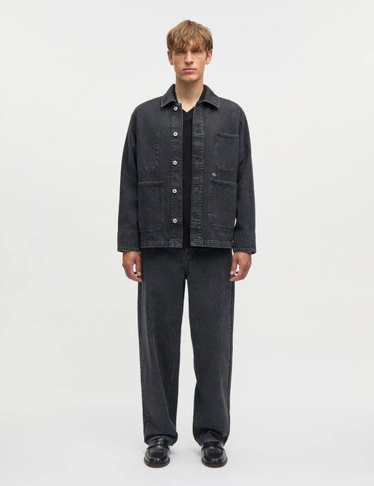 Arizona Black Denim Chore Jacket, Black Grey Stone Wash