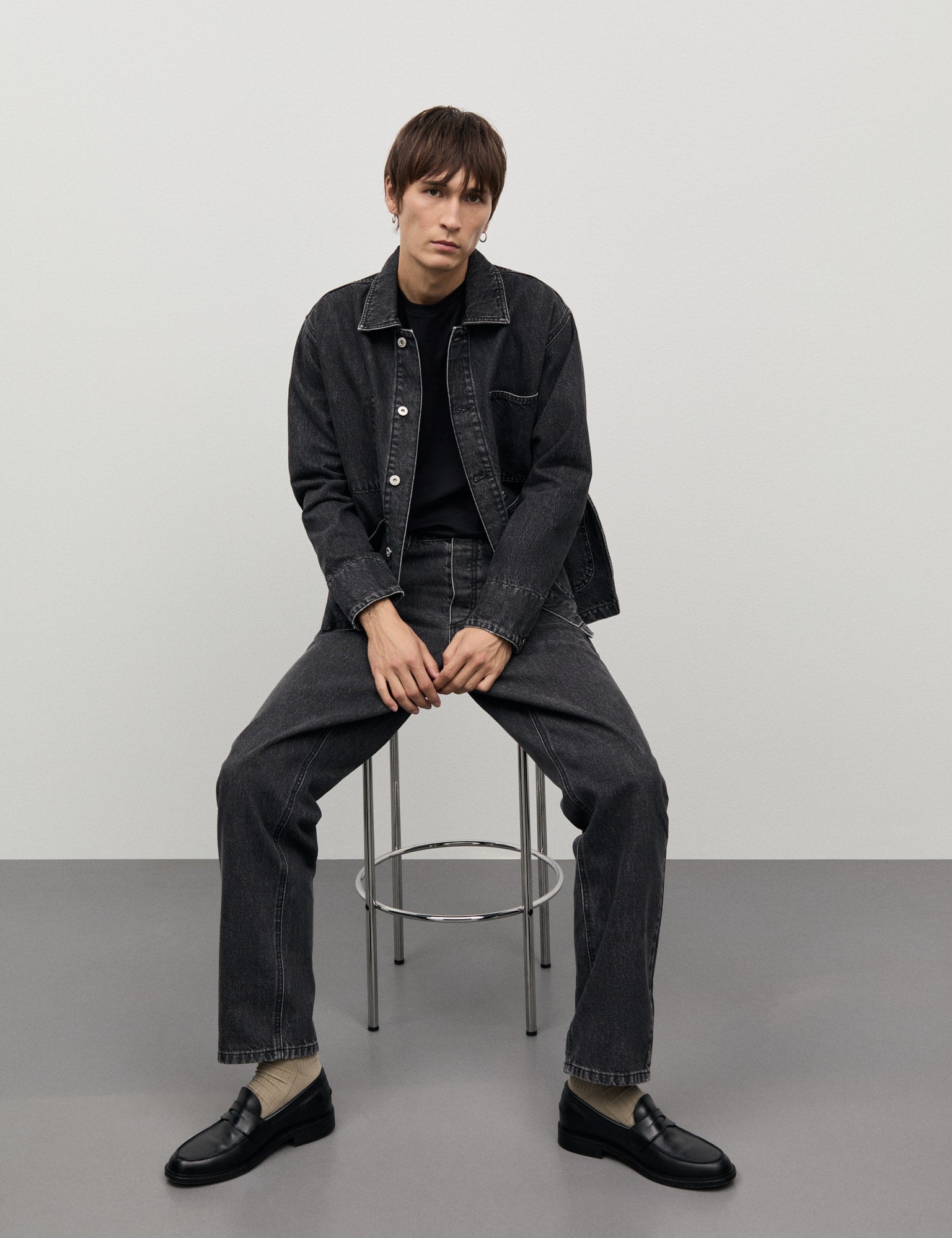 Arizona Black Denim Chore Jacket, Black Grey Stone Wash – MADS