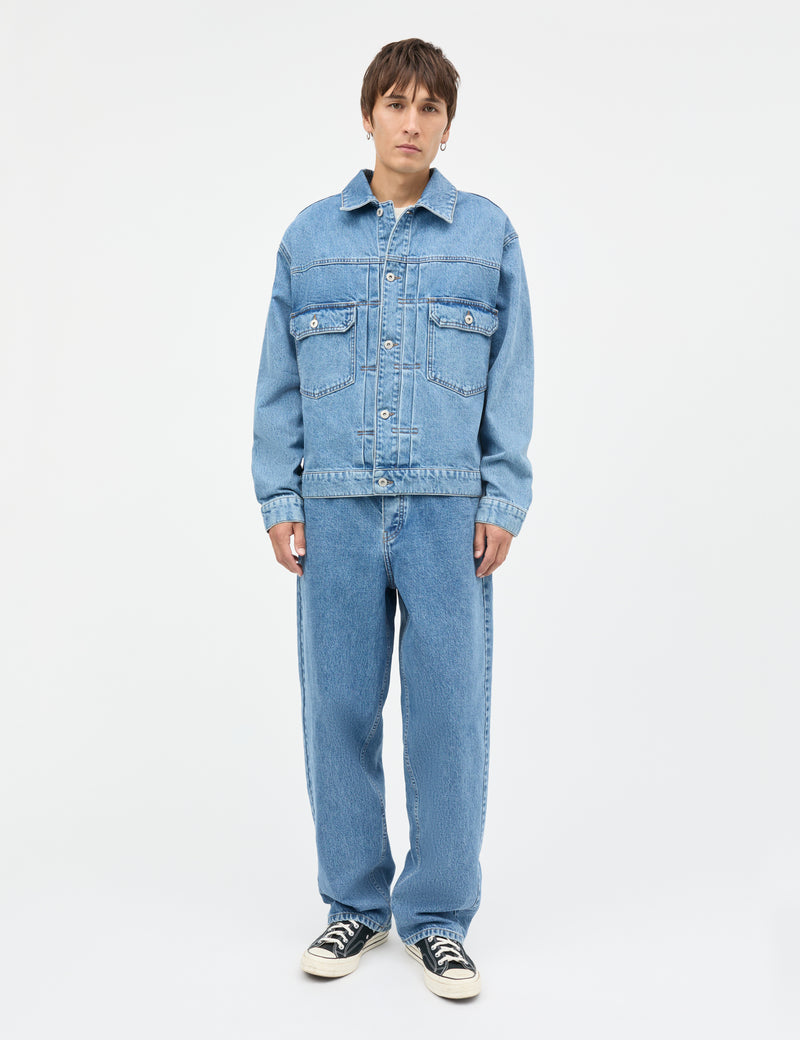 Arizona Denim Trucker Jacket, Mid Blue Stone Wash – MADS NØRGAARD