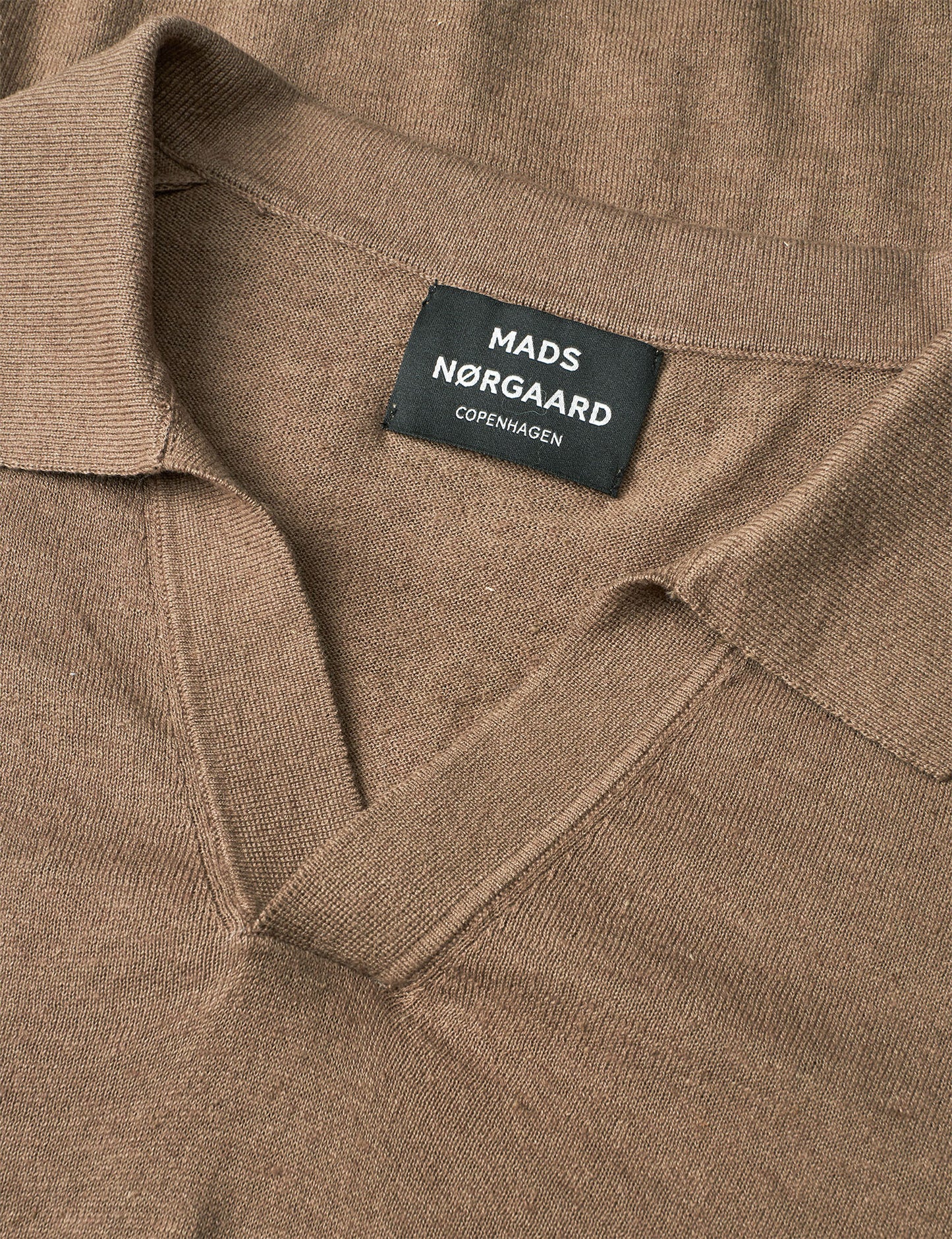 Cotton Lino Theo Polo Knit, Walnut