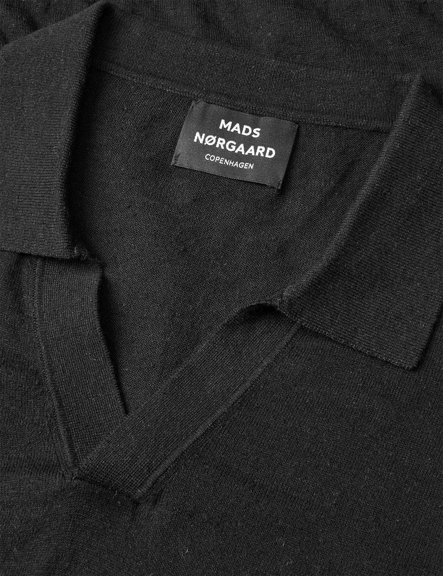 Cotton Lino Theo Polo LS Knit, Black