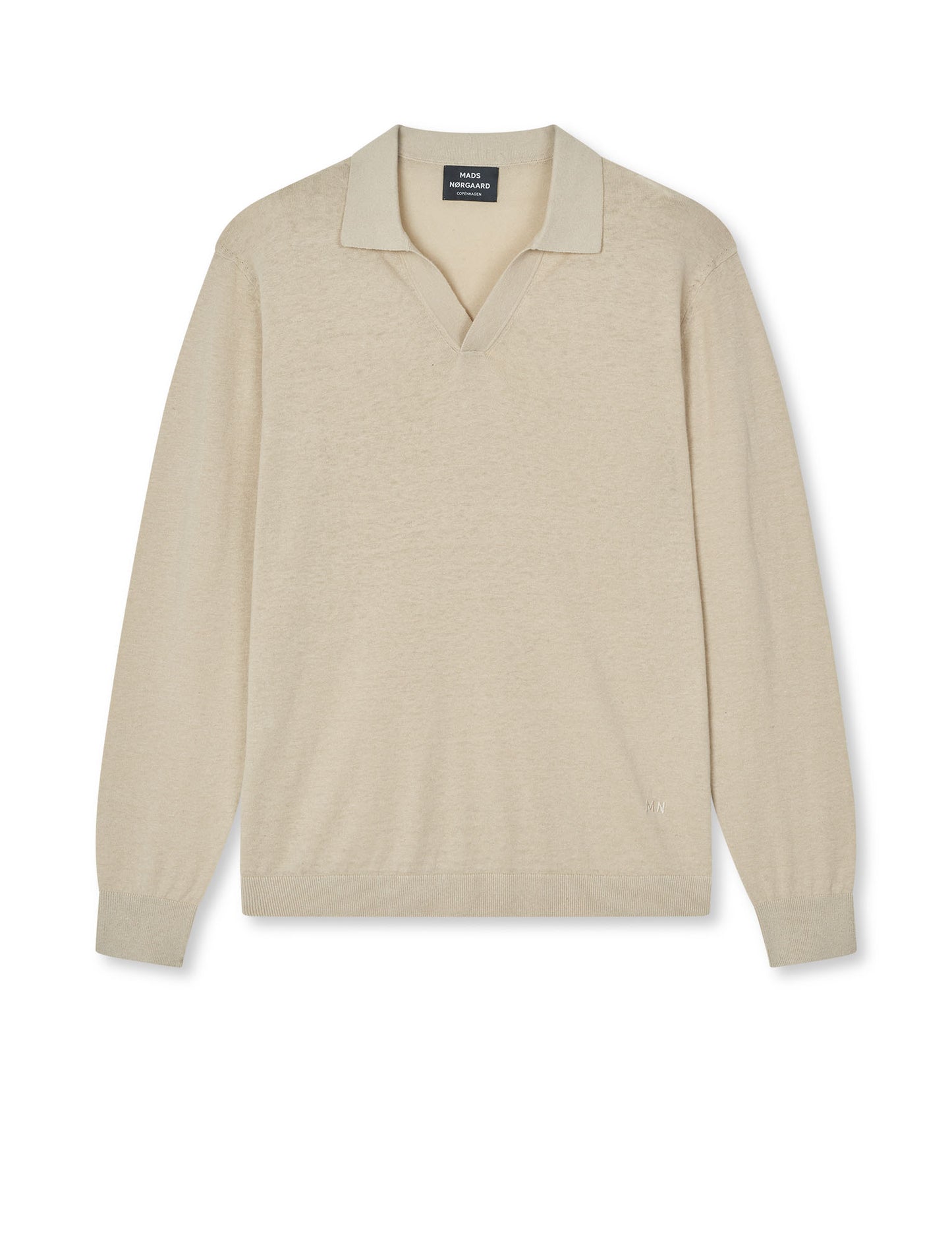 Cotton Lino Theo Polo LS Knit, Castle Wall
