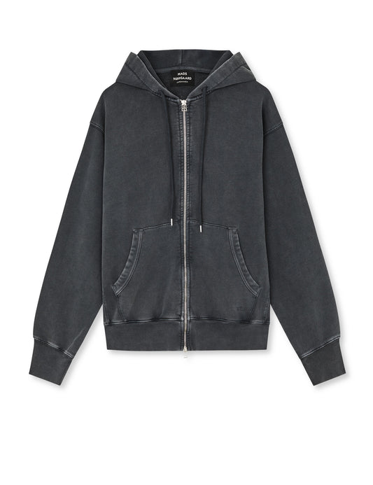 Compact Cotton Zip Hoody, Black