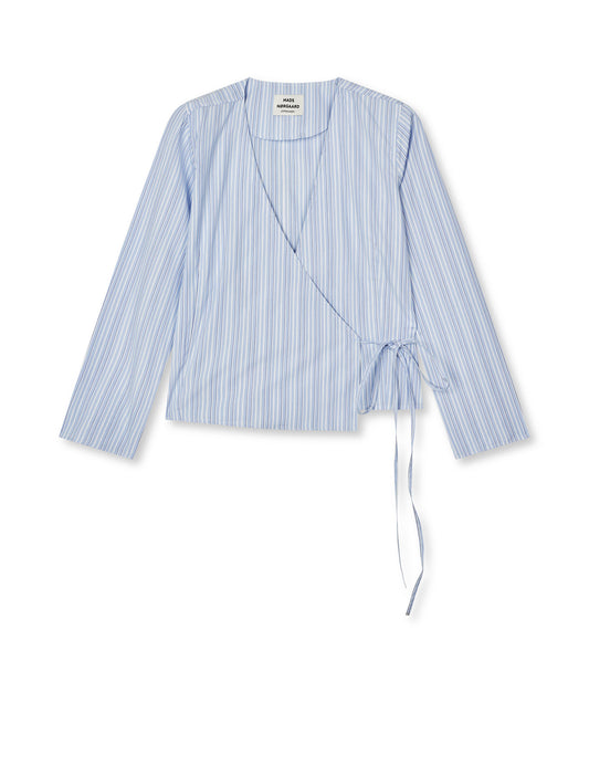 Mia Poplin Pam Wrap Top, Pinstripe/Provence