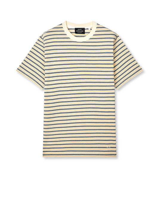Cotton Jersey Stripe Frode Tee, Vanilla Ice/Sky Captain/Zinnia