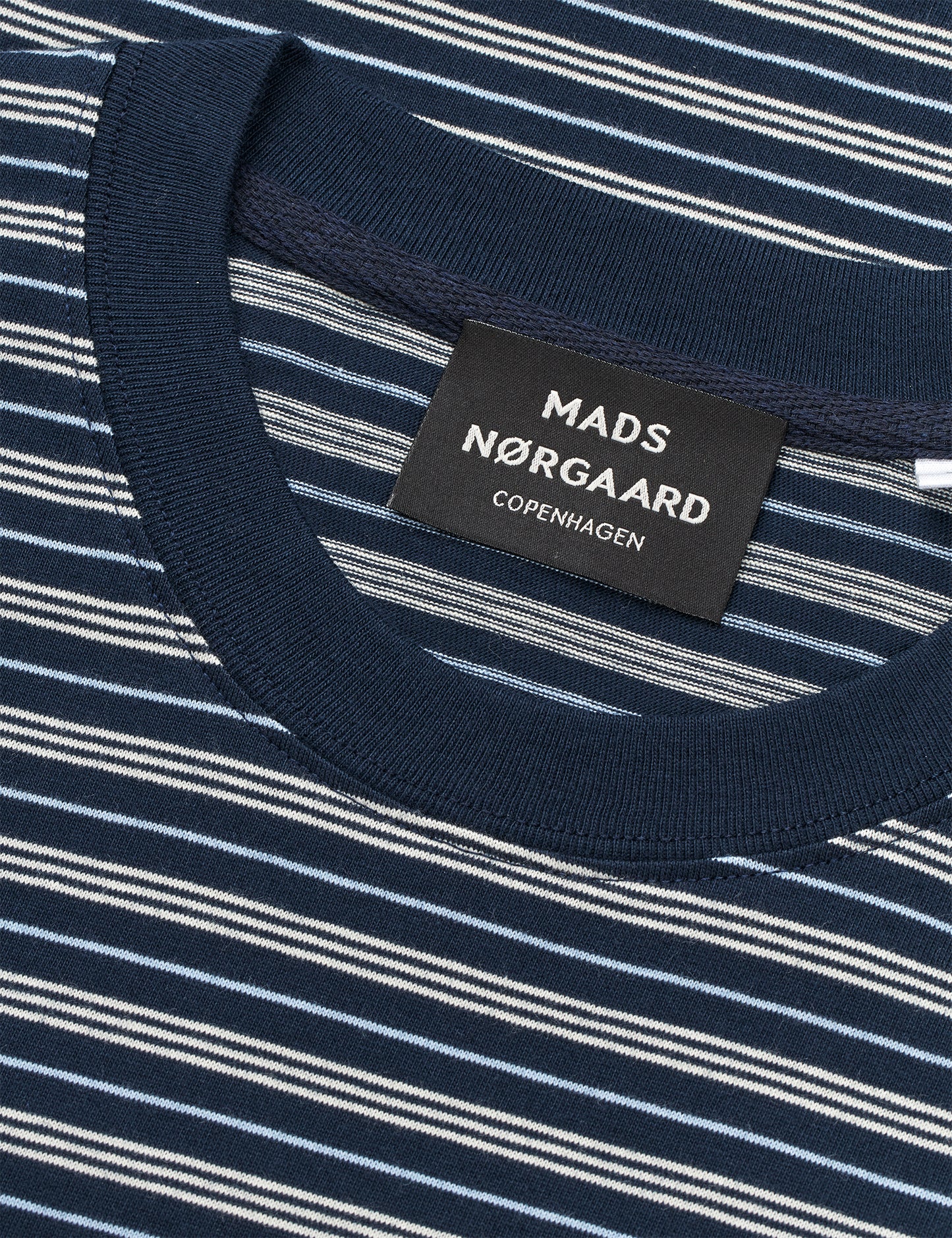 Cotton Jersey Stripe Frode Tee, Sky Captain/Vanilla Ice/Cashme