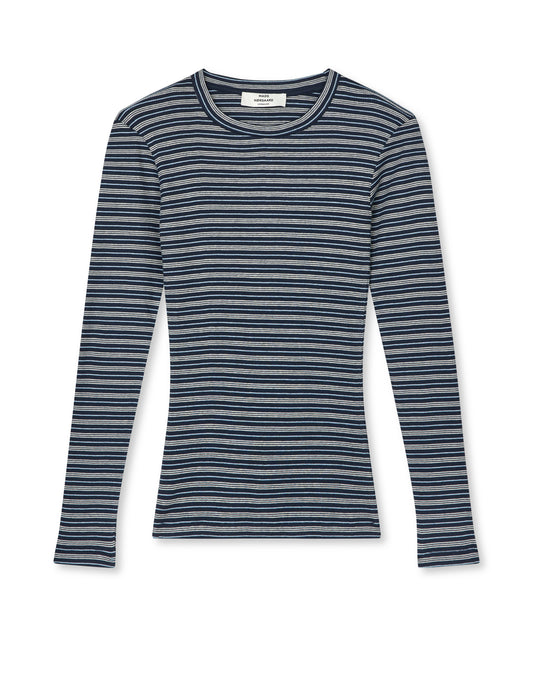 2x2 Cotton Stripe Tuba Tee LS, Sky Captain/Vanilla Ice/Cashme