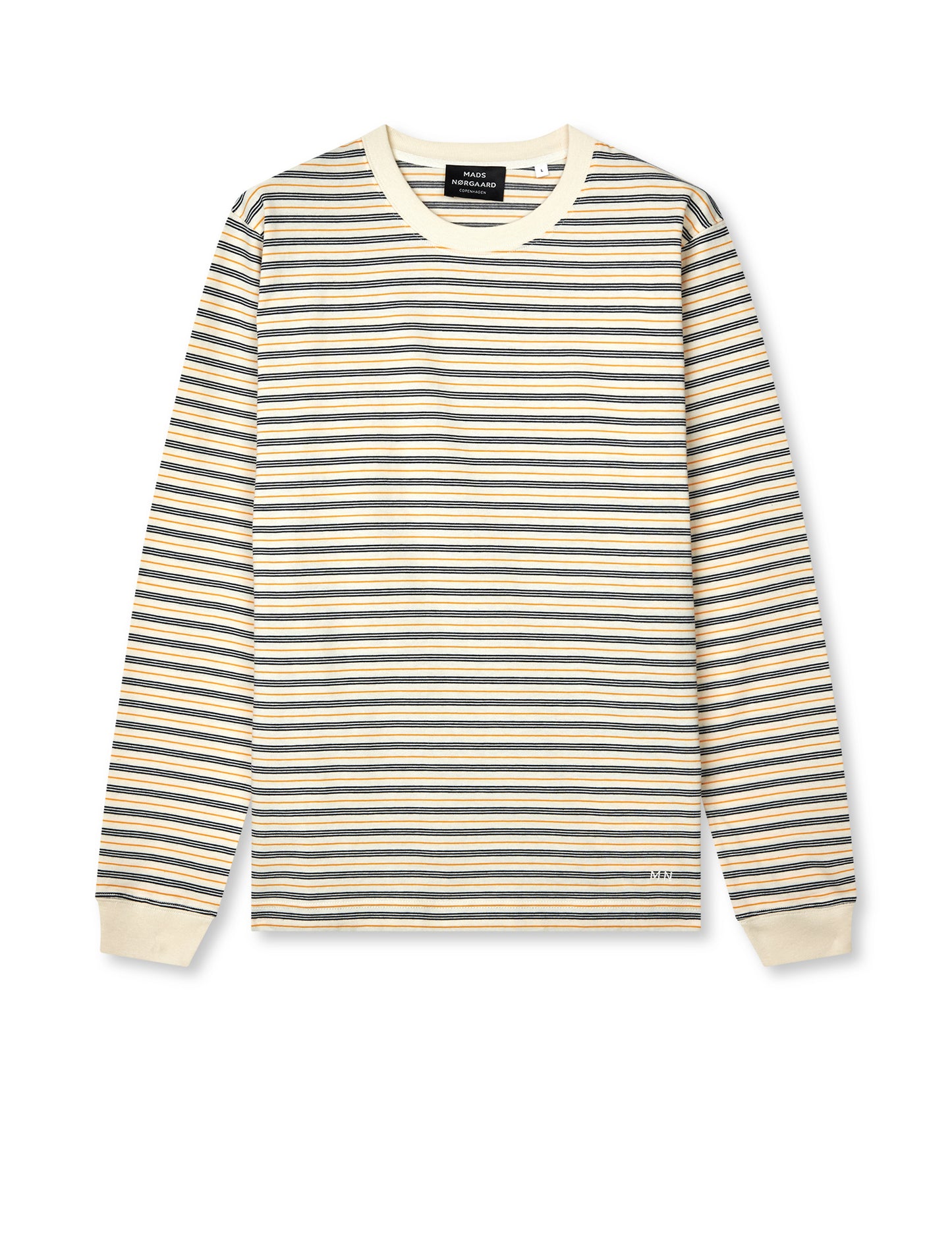 Cotton Jersey Stripe Frode Tee LS, Vanilla Ice/Sky Captain/Zinnia