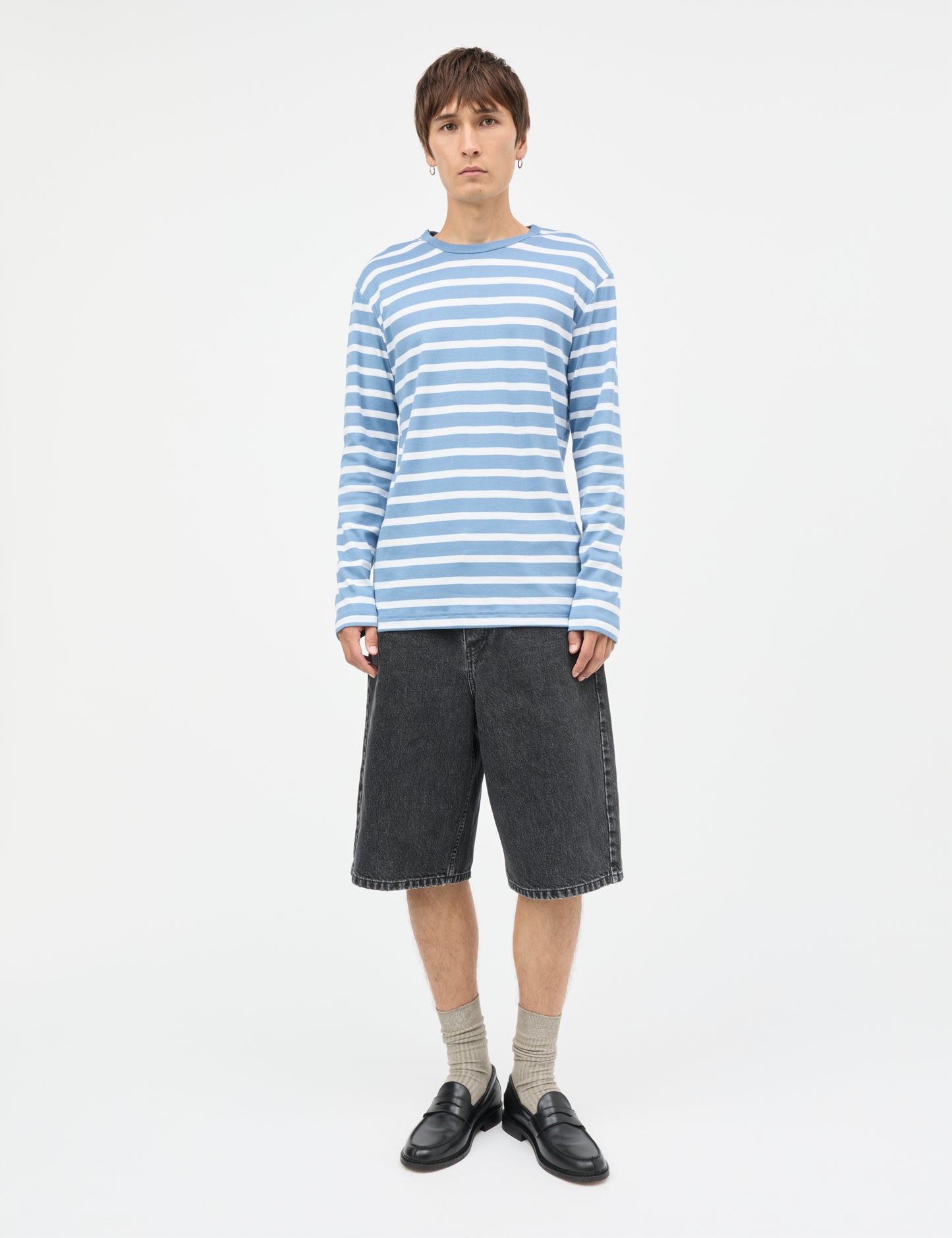 Trio Rib Tobias Tee LS, Riviera/White