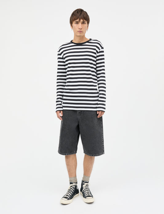 Midi Rib Tobias Tee LS, Black / White