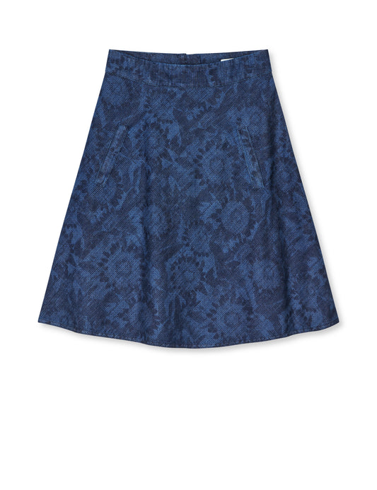 Lazor Denim Stelly Skirt, Sunflower AOP
