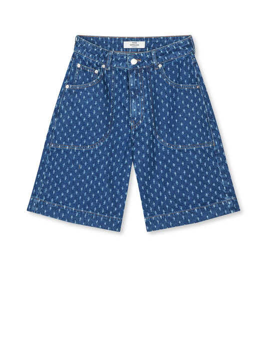 Distres Denim Rossy Shorts, Mid Blue Denim