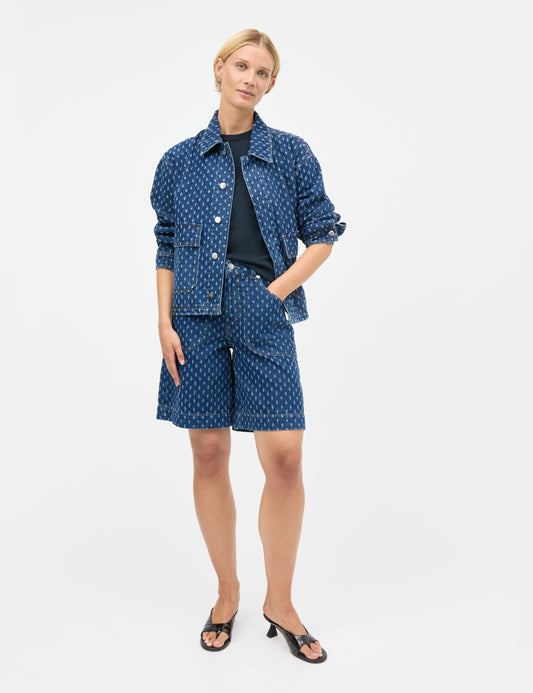 Distres Denim Solar Jacket, Mid Blue Denim