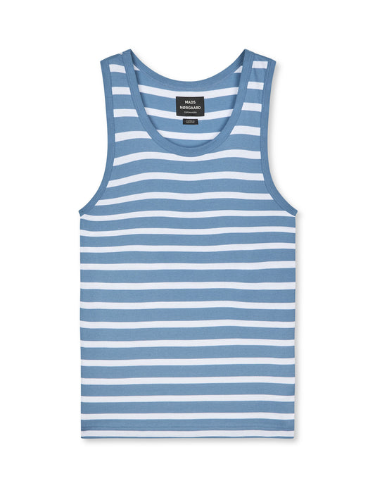 Trio Rib Tank Top, Riviera/White