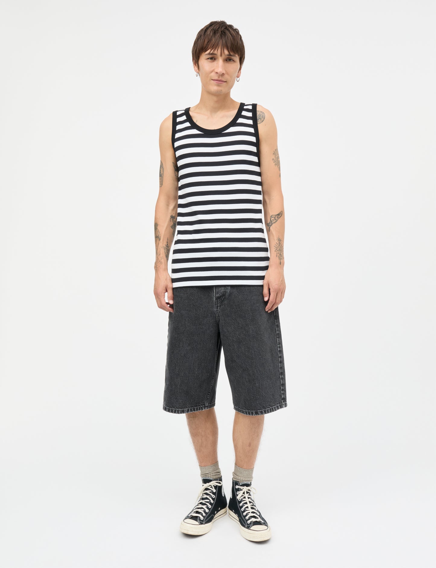Midi Rib Tank Top, Black / White