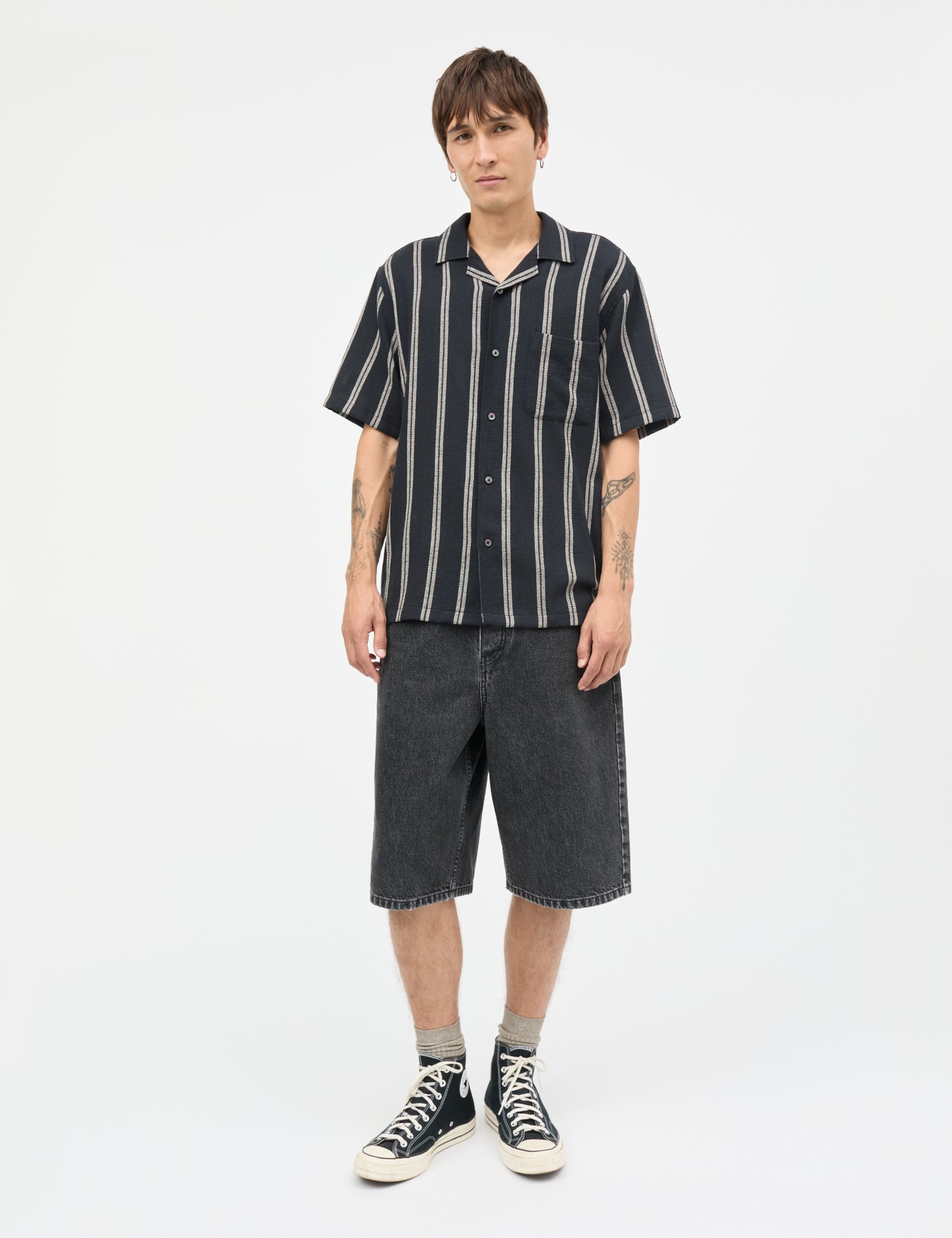 Texture Kenji Shirt SS ST., Black/Plaza Taupe
