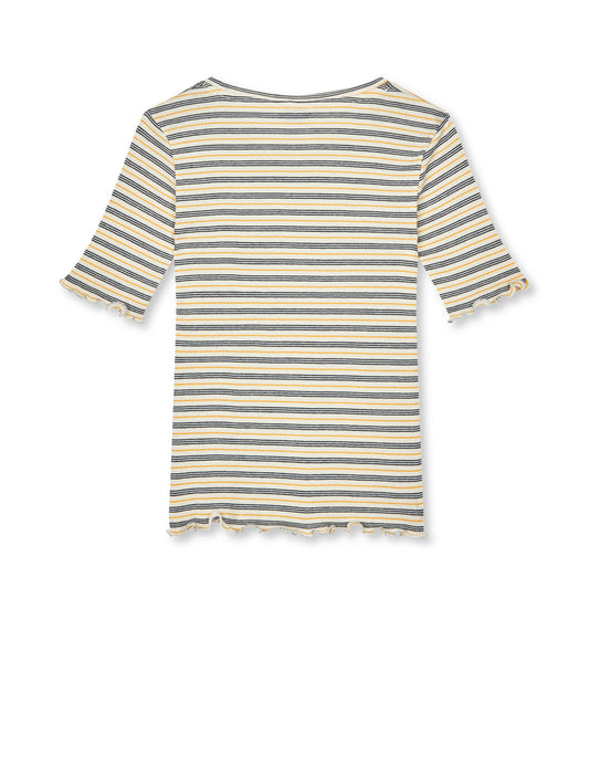 2x2 Cotton Stripe Stripe Tuviana Tee, Vanilla Ice/Sky Captain/Zinnia