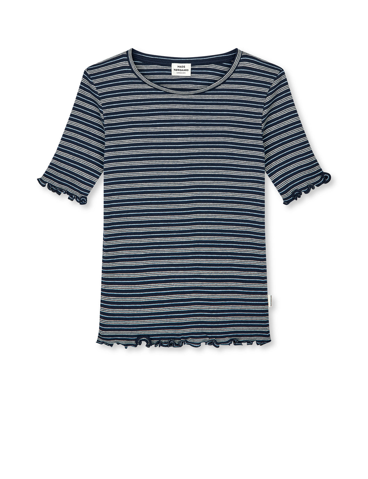 2x2 Cotton Stripe Stripe Tuviana Tee, Sky Captain/Vanilla Ice/Cashme