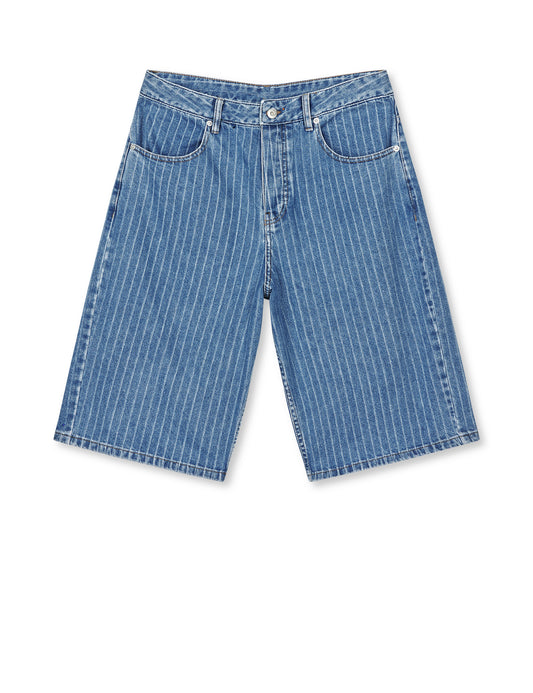 Striped Denim Hannes Shorts, Light Blue Wash