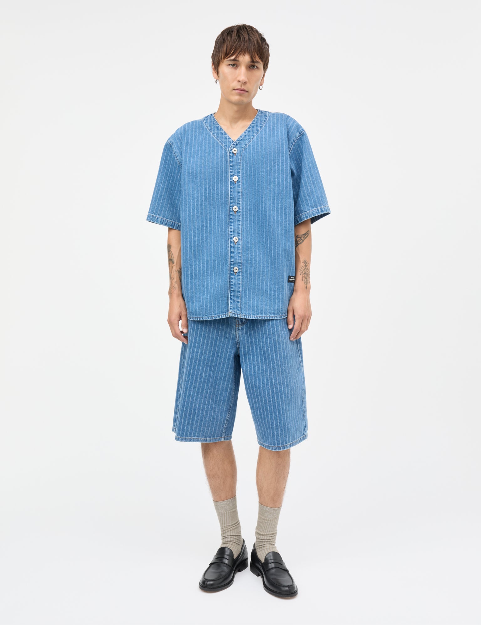 Striped Denim Hannes Shorts, Light Blue Wash – MADS NØRGAARD