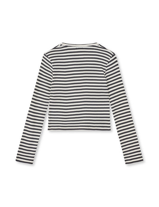2x2 Cotton Stripe Tikka Top, Black/Vanilla Ice