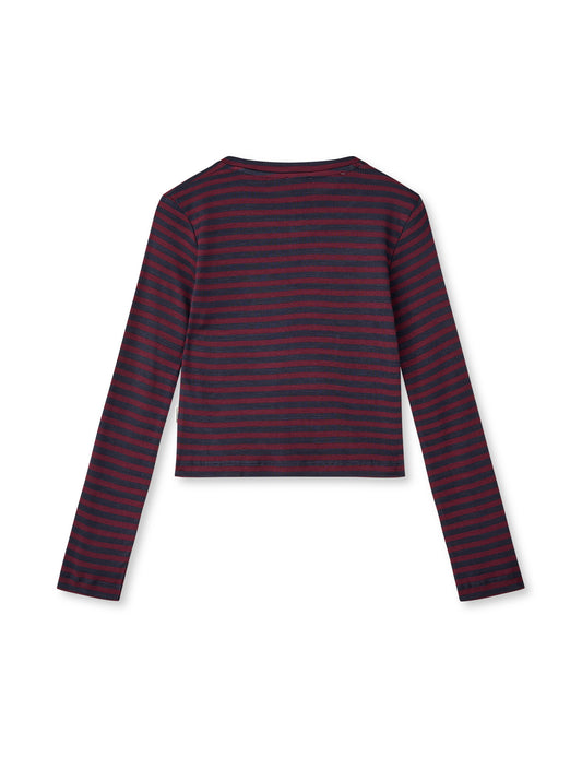 2x2 Cotton Stripe Tikka Top, Sky Captain/Winetasting