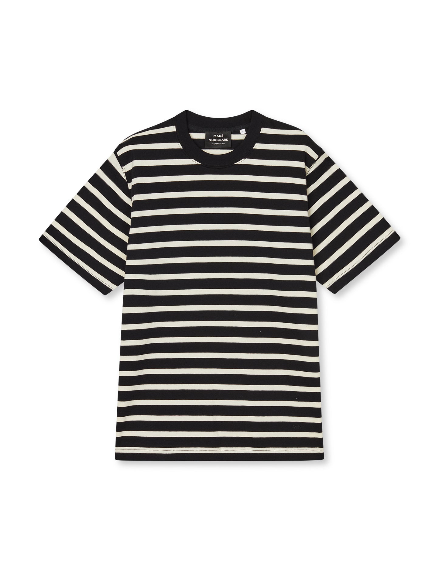 Cotton Jersey Stripe Frode Tee, Black/Vanilla Ice