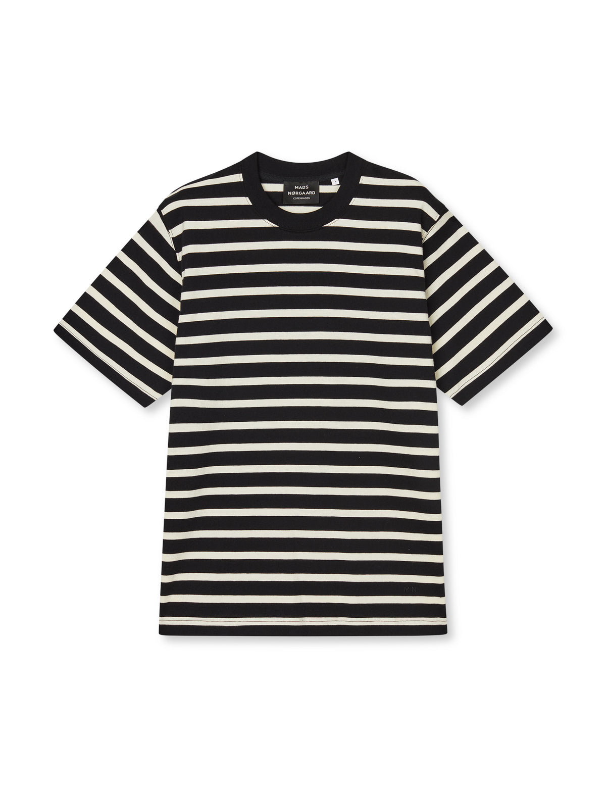 Cotton Jersey Stripe Frode Tee, Black/Vanilla Ice