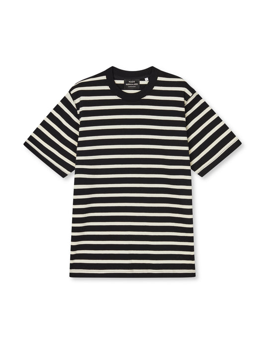 Cotton Jersey Stripe Frode Tee, Black/Vanilla Ice