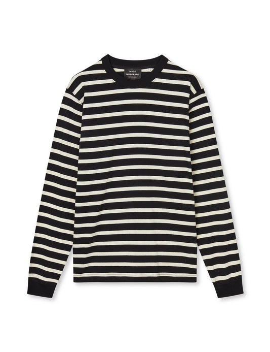 Cotton Jersey Stripe Frode Tee LS, Black/Vanilla Ice