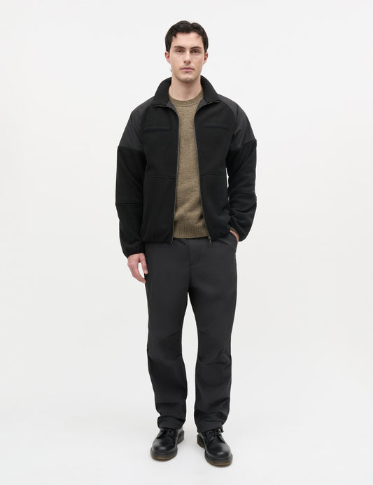 Fleece Contrast Jacket, Black
