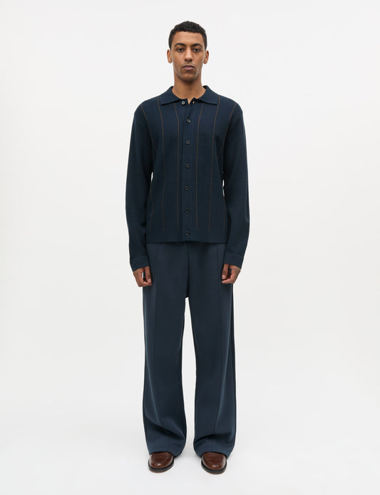Classy Brando Polo LS Knit, Sky Captain