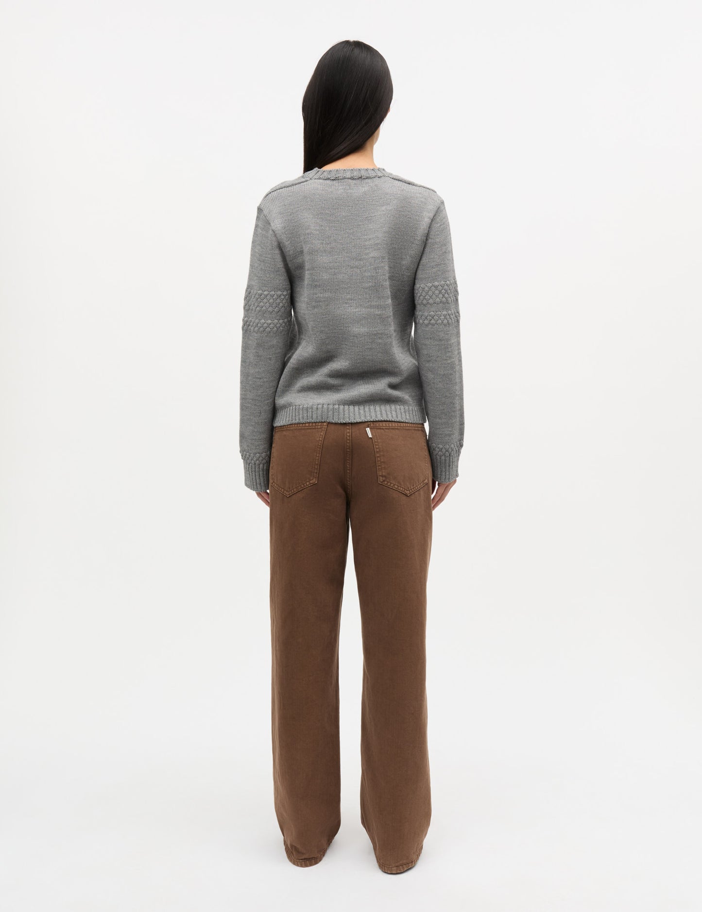 Wool Karoline Sweater, Mid Grey Melange