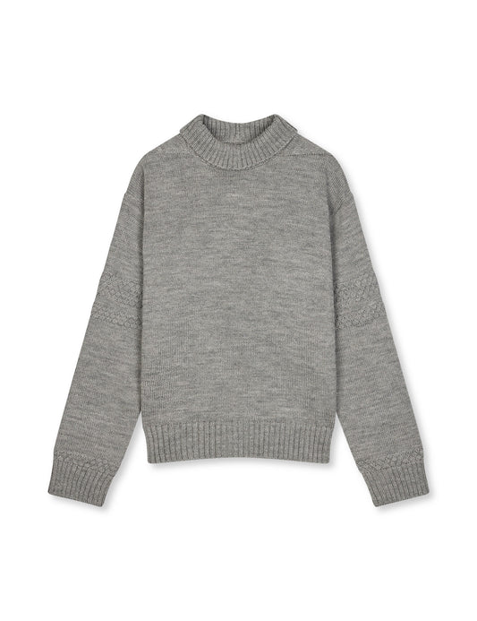 Wool Berthe Turtleneck Sweater, Mid Grey Melange