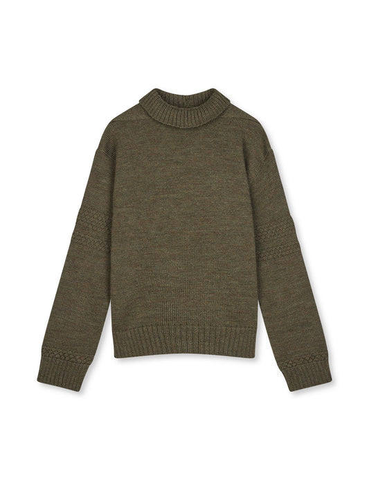 Wool Berthe Turtleneck Sweater, Tarmac Melange