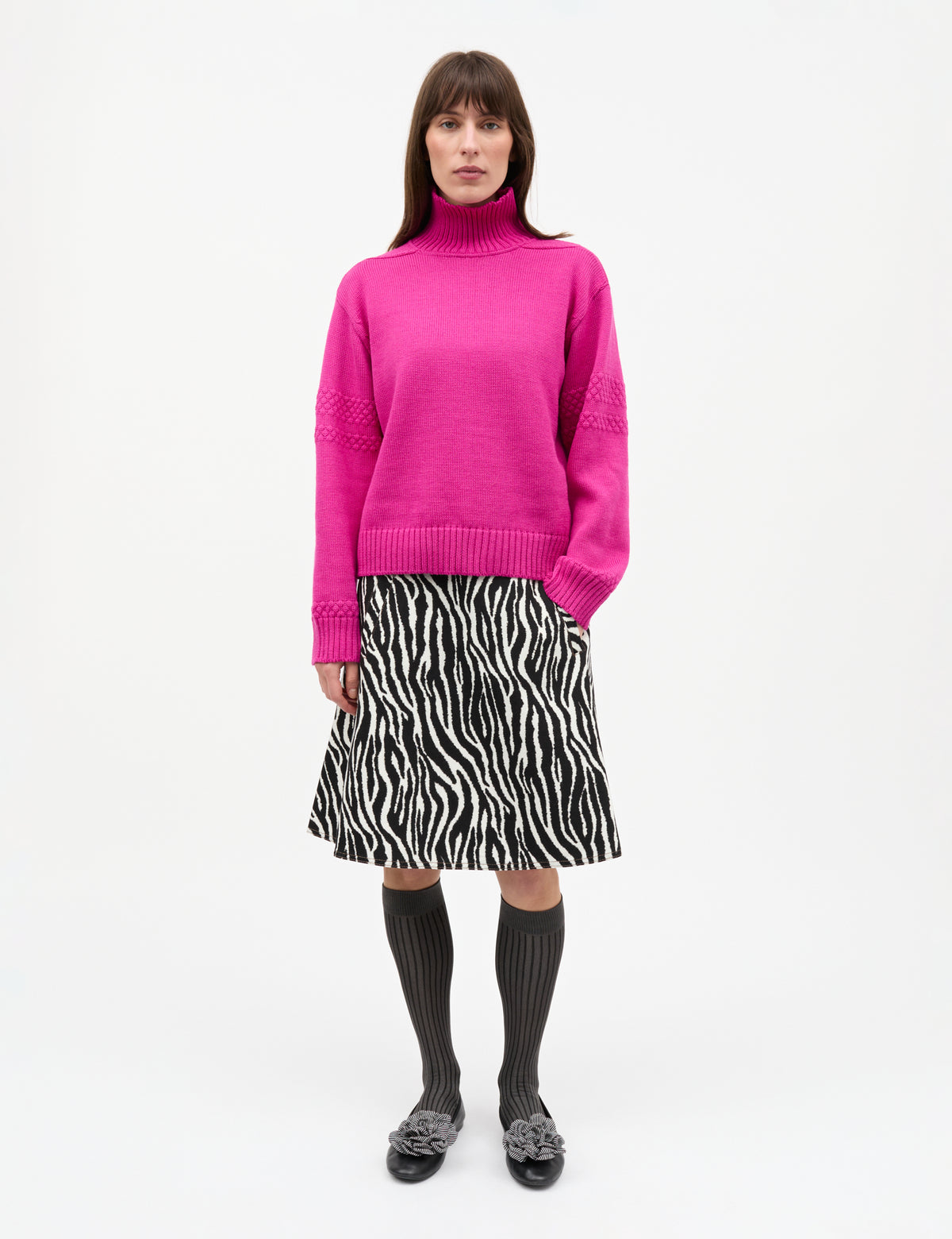 Wool Berthe Turtleneck Sweater, Rose Violet