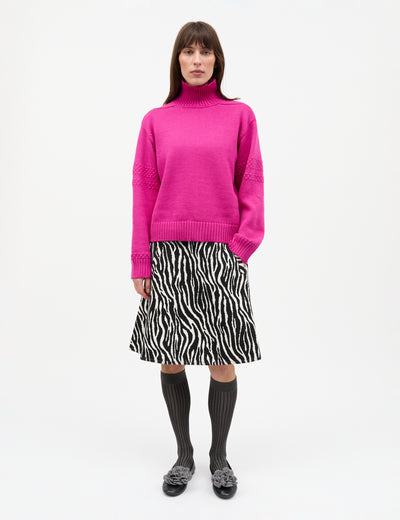 Wool Berthe Turtleneck Sweater, Rose Violet