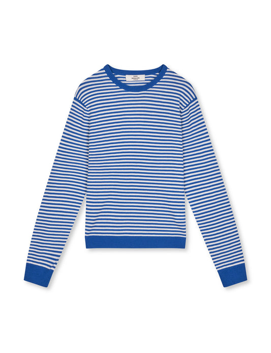 Fine Merino Emma Stripe Knit, Lapis Blue/Vanilla Ice
