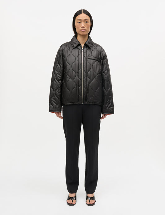 Shiny Ripstop Flora Jacket, Black