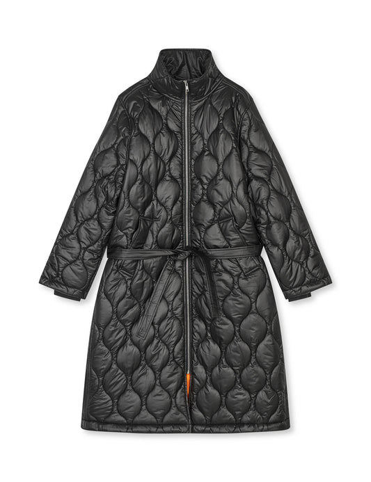 Shiny Ripstop Lizzo Coat, Black